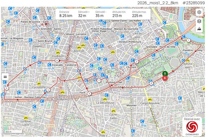 Carte du parcours, boucle 2