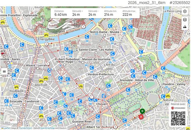 Carte du parcours, boucle 1