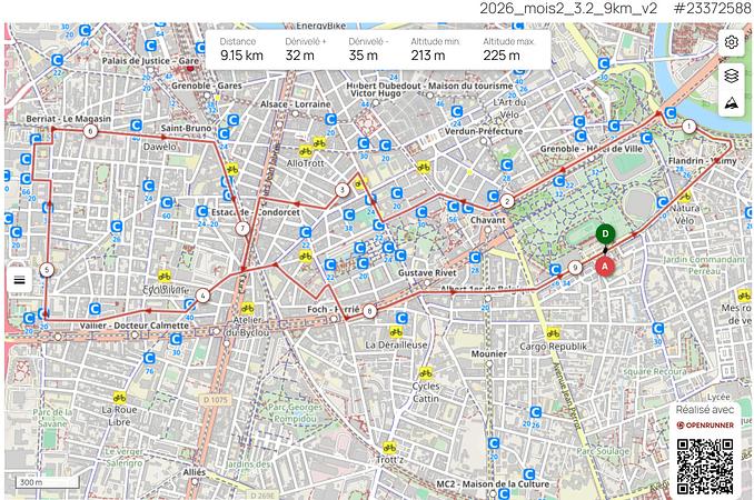 Carte du parcours, boucle 2