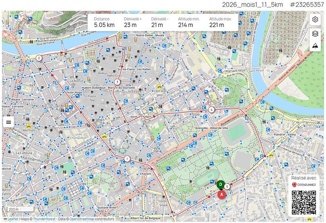 Carte du parcours, boucle 1